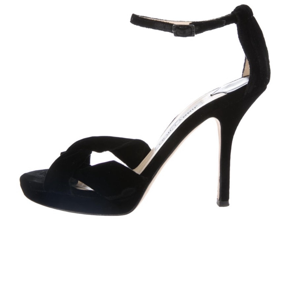 Jimmy Choo velvet ankle strap heels